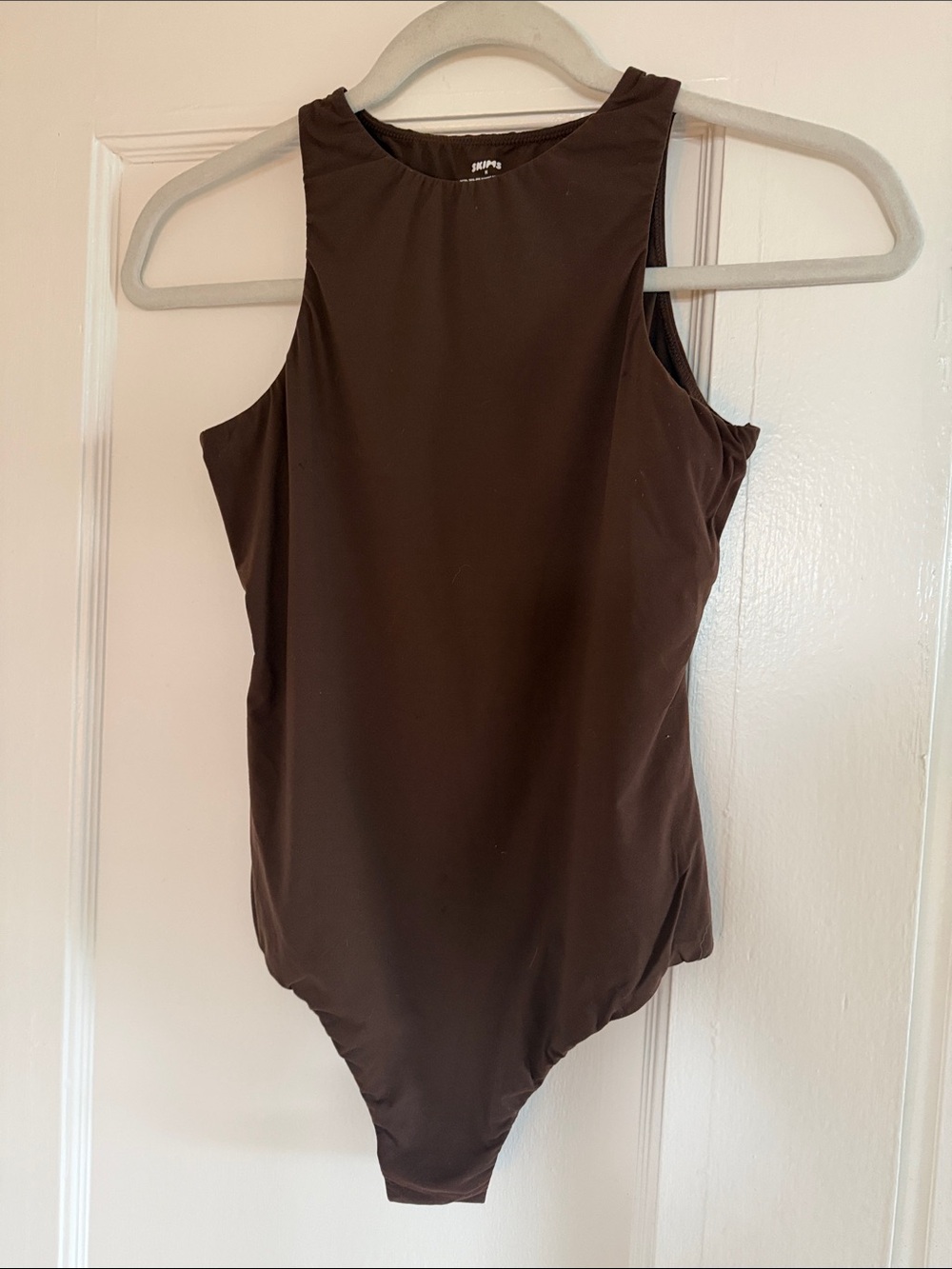 SKIMS Chocolate Brown Sleeveless High-Neck Bodysuit